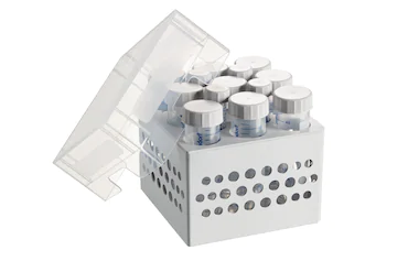 艾本德儲(chǔ)存盒 3 × 3, 可放置 9  個(gè) 50  mL 試管和 4  個(gè) 15  mL 試管，2  件，高 127  mm，5  英寸，聚丙烯材料，可耐受最低 -86  °C，高溫高壓滅菌，帶蓋子